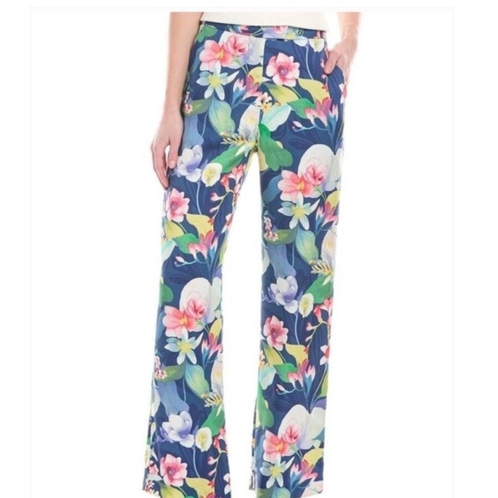 J.McLaughlin Broderick Floral Reef Tencel Pants Navy Multi Size 2 NWT Tropical